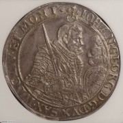 【德藏】德国1655年萨克森国王持剑老泰勒银币 NGC AU50