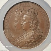 【德藏】1887年英国维多利亚登基50周年纪念大铜章 名家安东沙夫作品 NGC MS64