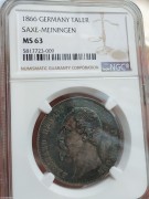 【德藏】德国1866年萨克森梅宁根联合泰勒 NGC MS63