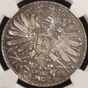 【德藏】德国1881年巴伐利亚德意志联邦射击节银章 NGC MS64