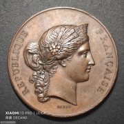 【德藏】1877年法国农业部法兰西女神大铜章 50mm