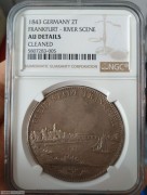 【德藏】德国1843年法兰克福城市景观2泰勒银币 NGC AU