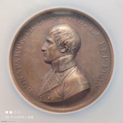【德藏】法国1801年拿破仑一世吕纳维尔条约纪念大铜章 原铸 NGC MS61