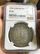 美国NGC评级25分 1898年无字版 站洋壹圆银币