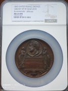 【德藏】1844年路易菲利普一世大铜章 圣热娜维耶夫图书馆大铜章 NGC MS64