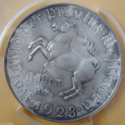 【德藏】德国1923年威斯特法伦一万亿马克大马币 世界硬币面值之最