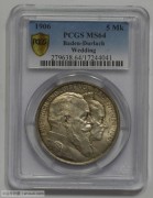 【全能菜鸟】德国1906年巴登金婚5马克 MS64
