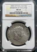 1808年荷兰路易一世50St银币 MS64