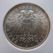 【全能菜鸟】德国1909年吕贝克自由市3马克MS64