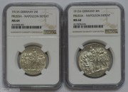 【全能菜鸟】德国1913年普鲁士战胜拿破仑2+3马克一对 MS64
