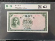 中国银行10元 无字轨 德纳罗 民国26年 评级币