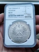 【德藏】1846年德国法兰克福鹰徽2泰勒银币 NGC MS63