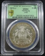 【全能菜鸟】德国1913年汉堡自由市5马克MS64