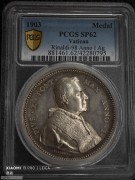 【德藏】1903年梵蒂冈教皇庇护十世高浮雕银章 PCGS SP62