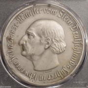 【德藏】德国1921-23年德紧威斯特法伦马币双面人像章 PCGS SP63