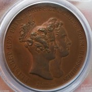 【德藏】德国1836年黑森达姆卡尔威廉路德维希和普鲁士公主伊丽莎白结婚纪念铜章 PCGS SP64