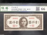 ★200元出 全新66分 中央银行1000元法币 带6666
