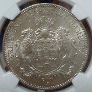 【德藏】德国1913年汉堡自由市5马克银币 MS64