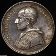 【德藏】梵蒂冈1884年教皇利奥十三高浮雕精美银章