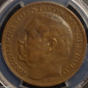 【德藏】德国1934年坦能堡王者兴登堡逝世纪念铜章 卡尔歌茨 PCGS MS63