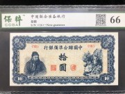 ★280元出 全新66分 中国联合准备银行 10元 关公像