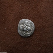 古希腊色雷斯马其顿部落回首山羊奥波银币